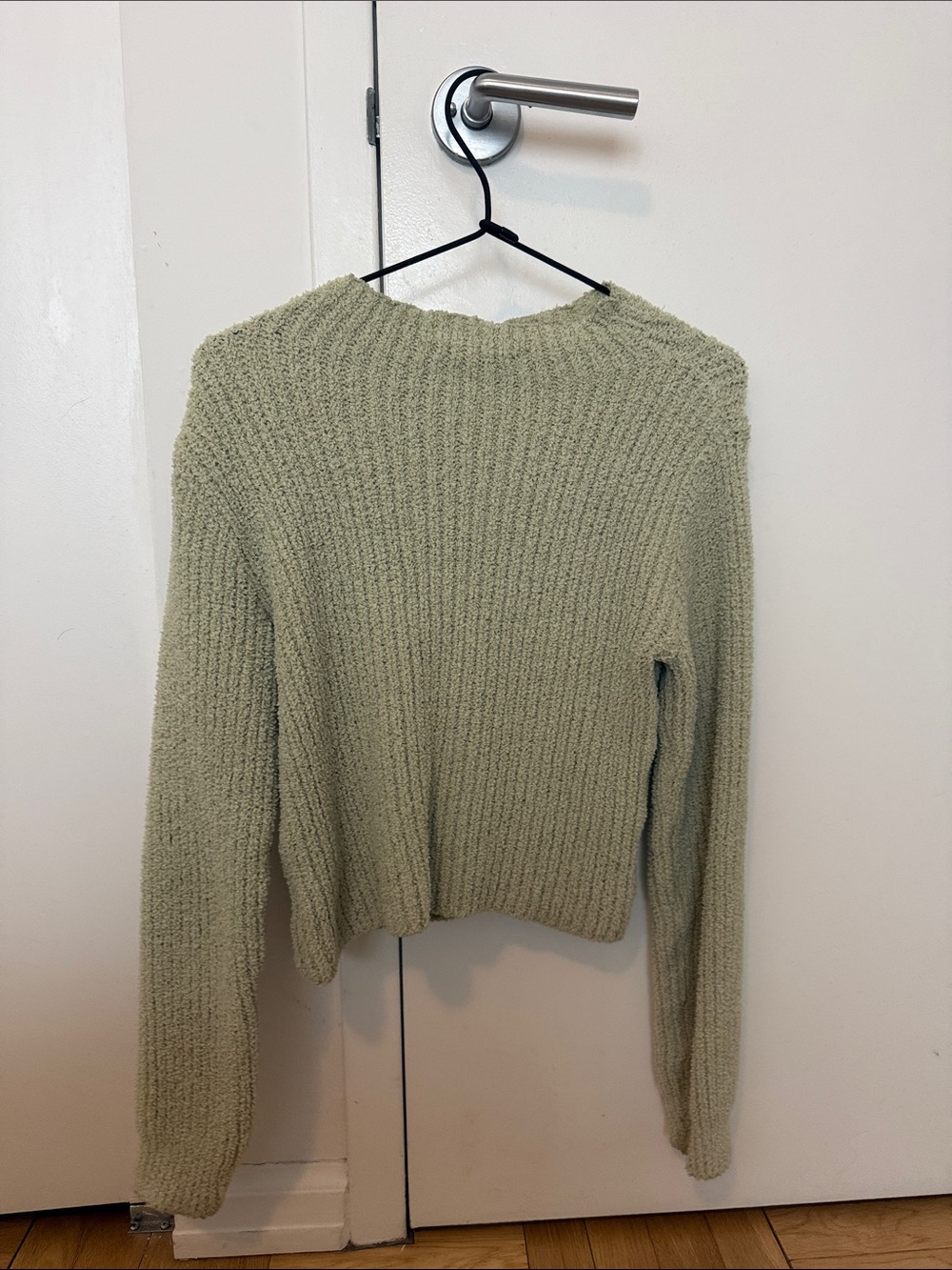 Zara Light Sage Green Ribbed Crewneck Sweater